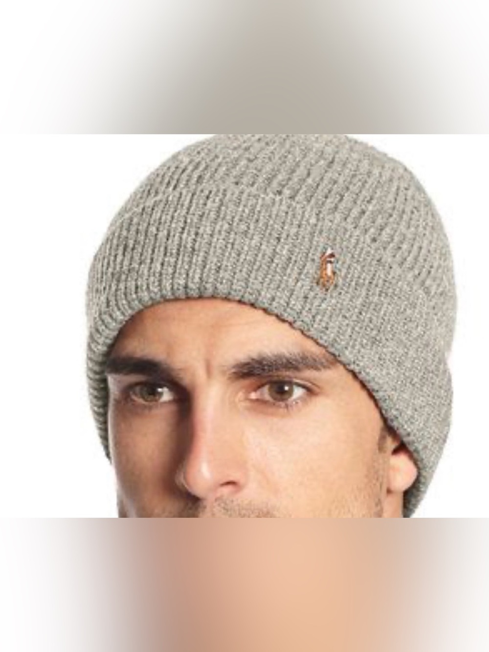 $98 Polo Ralph Lauren Men's Pony Cashmere Wool Blend Rib-Knit Grey Beanie Hat